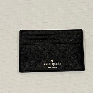 NWT Kate Spade Card Holder/Wallet Black leather front and glitter back
